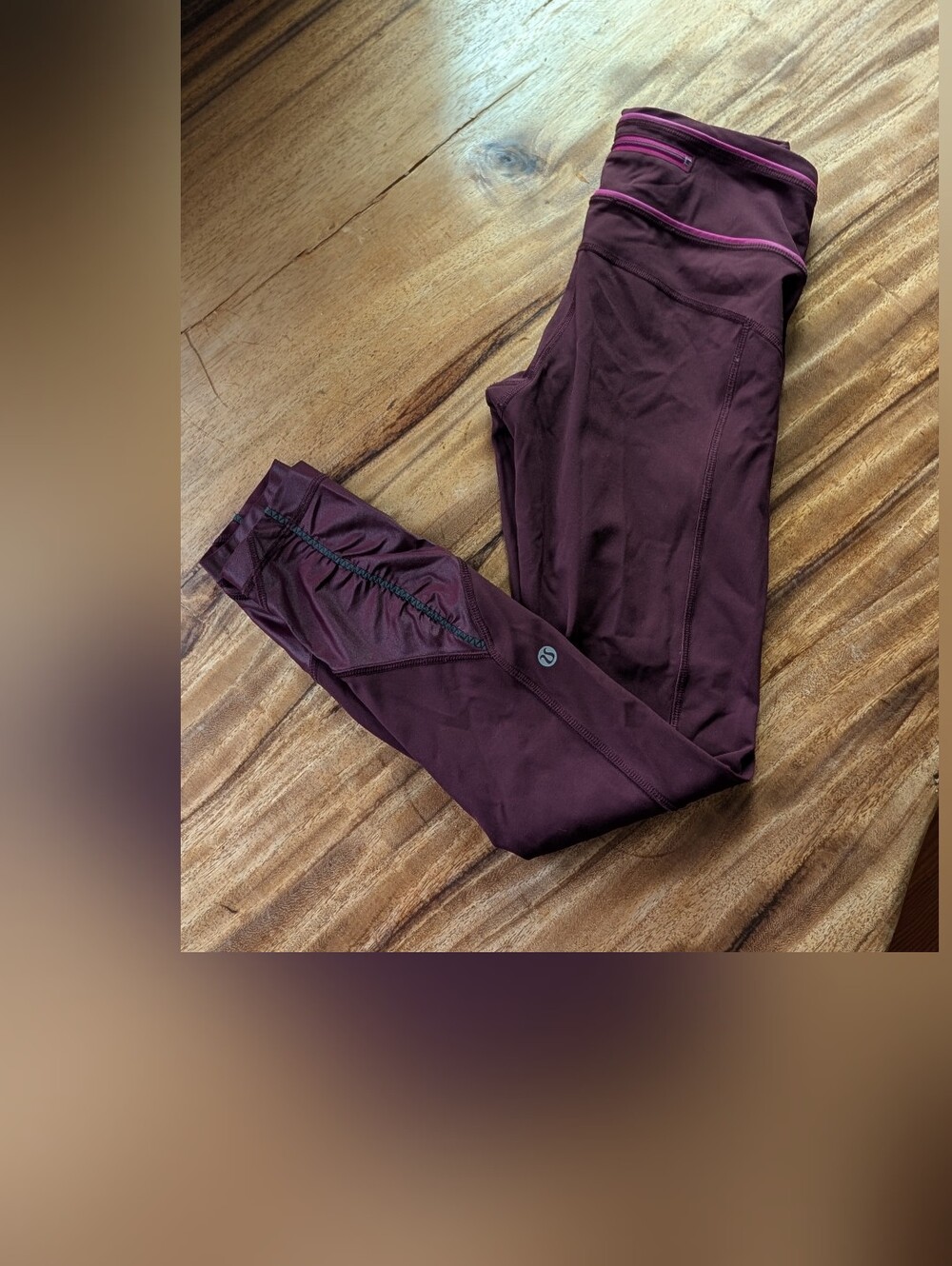 Women’s Maroon Performance Leggings with Contrast Trim